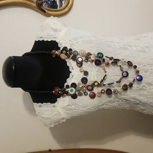 Vintage Cascading Wood Design Necklace